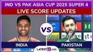 IND Win By 6 Wickets | India vs Pakistan Asia Cup 2025 Super 4 Highlights: Abhishek Sharma Dazzles in Dubai as Men in Blue Beat Arch-Rivals Once Again