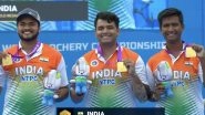 India Win First-Ever Gold Medal in Men&rsquo;s Compound Team Event at World Archery Championships; Rishabh Yadav, Aman Saini and Prathamesh Fuge Star in Victory Over France in Final