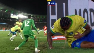 Joao Pedro Vomits on Pitch After Colliding With Teammate Gabriel Martinelli During Brazil vs Chile FIFA World Cup 2026 CONMEBOL Qualifiers (Watch Video)