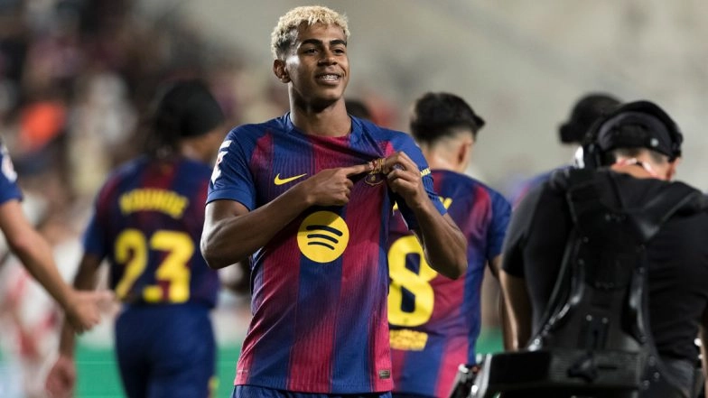 Rayo Vallecano 1–1 Barcelona, La Liga 2025–26: Lamine Yamal Scores but Catalan Giants Play Out a Draw in Third Match of Season (Watch Goal Video Highlights)
