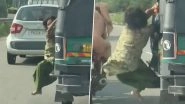 Ludhiana: Woman Foils Robbery Bid by Hanging Out of Moving Auto As Driver and 2 Others Try To Rob Her in Punjab, Scary Video Goes Viral