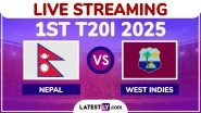 Nepal vs West Indies Free Live Streaming Online, 1st T20I 2025: How To Watch NEP vs WI Cricket Match Live Telecast on TV in India?