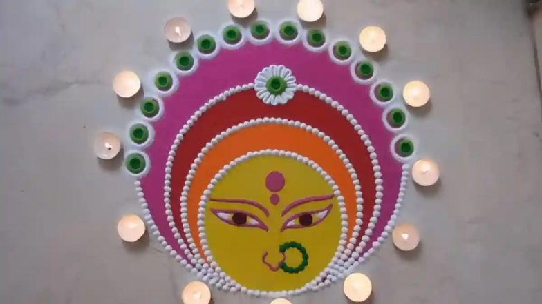 Navratri 2025 Rangoli Designs: Simple and Easy Rangoli Patterns To Decorate Your House This Sharad Navaratri (Watch Videos)