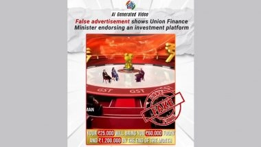 Fact Check: Did Nirmala Sitharaman Endorse Investment Platform Promising up to INR 15 Lakh Monthly Income for INR 25,000 Investment? PIB Debunks Digitally-Altered Fake Video