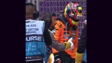 McLaren’s Oscar Piastri Crashes Out on First Lap of F1 Azerbaijan Grand Prix 2025, Formula One Title Leader Drops To Last (Watch Video)