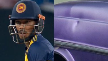 Pathum Nissanka’s Six Dents Display Car at Dubai International Stadium During IND vs SL Asia Cup 2025 Super 4 Match (Watch Video)