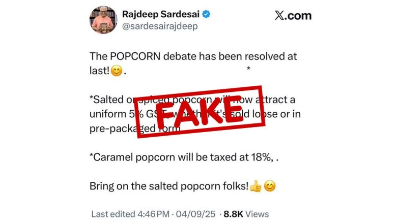 Government Reveals Truth After Journalist Rajdeep Sardesai Claims 18% GST on Caramel Popcorn