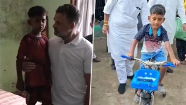 'Rahul Gandhi Ji Thank You': Congress Leader Fulfills Promise Made to Amritsar Boy Amritpal Singh During Punjab Visit, Gifts Him New Bicycle (Watch Video)