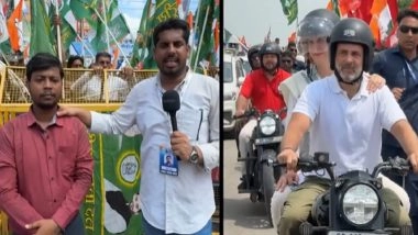 Rahul Gandhi Gives New Motorcycle to Darbhanga Youth Who Lost His 2-Wheeler During Voter Adhikar Yatra in Bihar, Congress Shares Video (Watch)