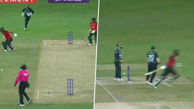 Comedy Of Errors! Pakistan Fielders Miss Easy Chance of Run Out Despite Both Batters At the Same End During PAK vs BAN Asia Cup 2025 Super 4 Match (Watch Video)