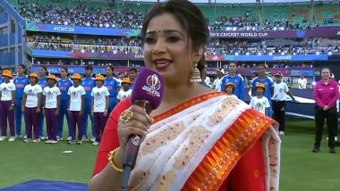 Shreya Ghoshal Sings Indian National Anthem Ahead of IND-W vs SL-W ICC Women's World Cup 2025 Match in Guwahati (Watch Video)
