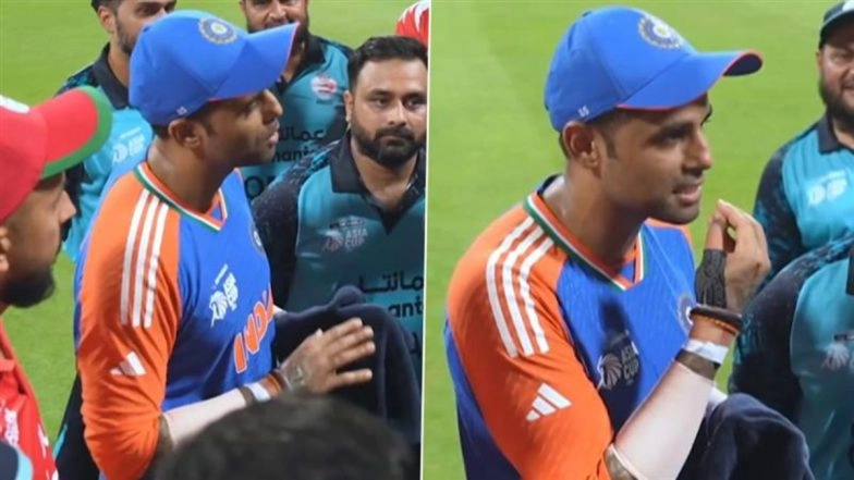Suryakumar Yadav Encourages Oman Cricket Team Members After Spirited Performance in IND vs OMA Asia Cup 2025 Match, Says ‘Jo Brand of Cricket Aap Logo Ne Khela Hai, Iska Taste Yaad Rakhna’ (Watch Video)
