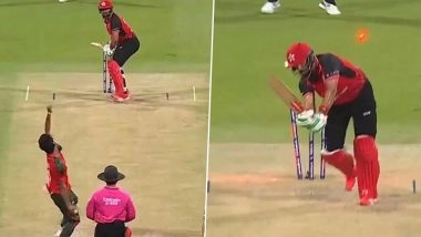 Tanzim Hasan Sakib Castles Babar Hayat With a Sensational Delivery During BAN vs HKC Asia Cup 2025 Match (Watch Video)