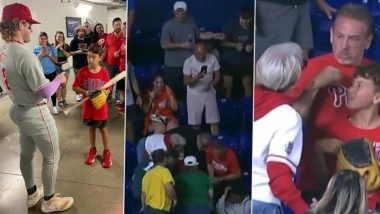 Angry Woman Takes Away Home Run Baseball From Young Philadelphia Phillies Fan After Confronting His Father During MLB 2025 Match; Kid Later Receives Goodie Bag, Signed Bat (Watch Videos)