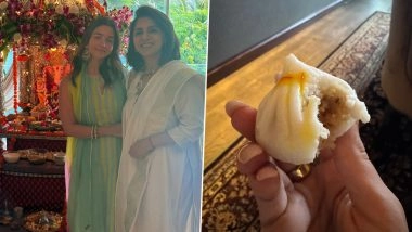 Ganesh Chaturthi 2025: Alia Bhatt Enjoys Ukadiche Modak, Dazzles in Traditional Outfit at Ganpati Celebrations With Neetu Kapoor (View Pics)