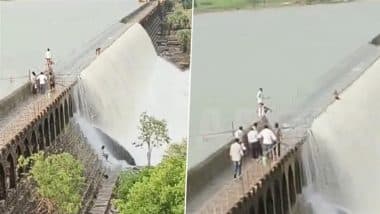 Sawai Madhopur Horror: Youth Attempts Risky Stunt on Overflowing Dheel Dam for Social Media Reel, Loses Balance and Gets Swept Away in Strong Current (Watch Video)