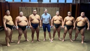 Eric Trump Steps Into Sumo Wrestling Ring in Japan, Takes on Legendary Yokozuna But Gets Lifted and Tossed Out in Playful Viral Showdown (Watch Videos)