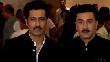 ‘Mera Desh Pehle - The Untold Story of Shri Narendra Modi’: ‘Love and War’ Co-Stars Ranbir Kapoor and Vicky Kaushal Make Stylish Appearance Together at Musical Screening (Watch Video)