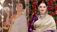 Onam Ashamsakal 2025: Bhagyashree Dazzles in Pearl White Saree, Honours Rekha With Her Classic Song 'Mann Kyun Behka' From 'Utsav' (Watch Video)
