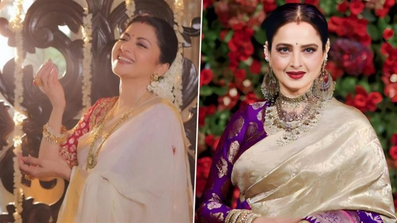 Bhagyashree’s Stunning Onam Look in Traditional Saree Celebrates Rekha’s Legacy