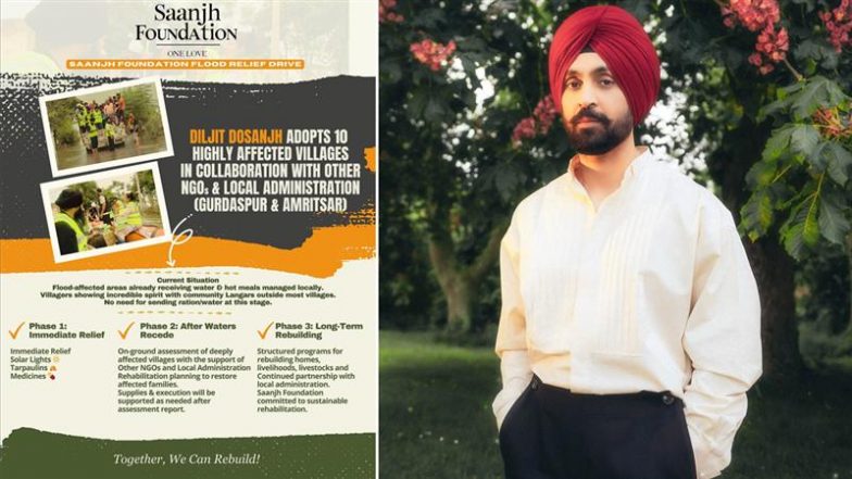Punjab Floods: Diljit Dosanjh Adopts 10 Villages in Gurdaspur and Amritsar for Relief Work