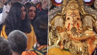Ganesh Chaturthi 2025: Aishwarya Rai Bachchan and Daughter Aaradhya Seek Bappa’s Blessings at GSB Ganpati, Videos Go Viral (Watch)