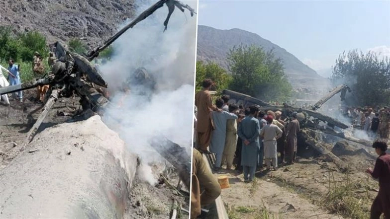 Pakistan Helicopter Crash: 5 Including 2 Pilots Killed After Army’s Chopper Crashes in Gilgit Baltistan During Test Landing (See Pics and Videos)