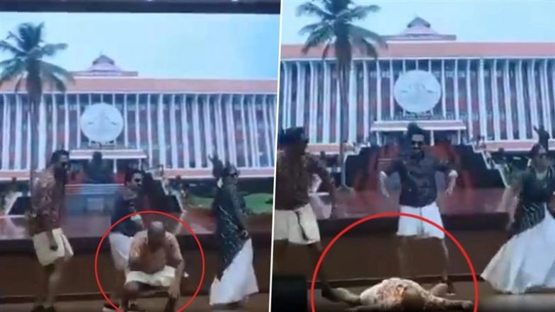 Sudden Death in Kerala: Man Suddenly Collapses and Dies While Performing on Stage During Onam Celebrations at State Assembly in Thiruvananthapuram; Disturbing Video Surfaces