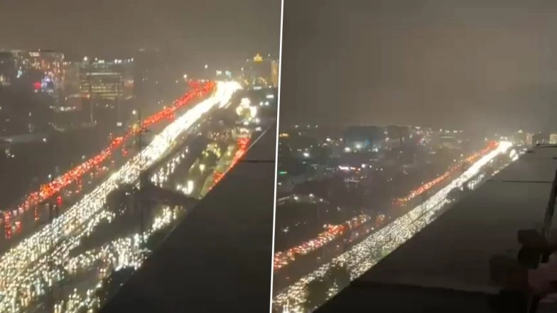 Gurugram Traffic Jam Stretches 7–8 km After Heavy Rains; Viral Video of Bumper-to-Bumper Crawl on Delhi-Jaipur Highway Sparks Netizen Outrage