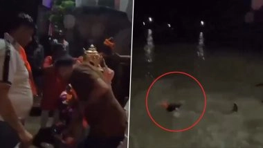 Haridwar: Man Swept Away in Ganga River During Ganesh Visarjan at Sati Ghat in Kankhal, Video Surfaces