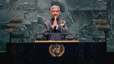 EAM S Jaishankar Addresses UNGA, Calls Pakistan ‘Epicentre of Global Terrorism’ (Watch Video)