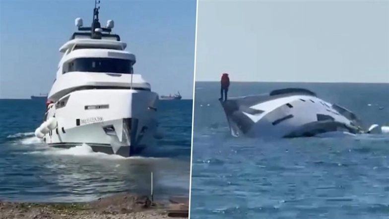 Luxury Yacht Dolce Vento Worth Nearly USD 1 Million Sinks Just 15 Minutes Into Maiden Voyage Off Turkey’s Zonguldak Coast; Viral Video Shows Owner Swimming Ashore After Escape