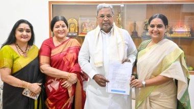Jayamala, Shruti and Malavika Avinash Meet Karnataka CM Siddaramaiah, Request Karnataka Ratna Award for Late Vishnuvardhan