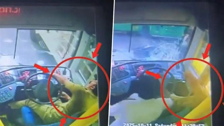 Bengaluru: BMTC Bus Driver Suffers Seizure, Crashes Into 9 Vehicles Near Chinnaswamy Stadium; Disturbing CCTV Video Surfaces