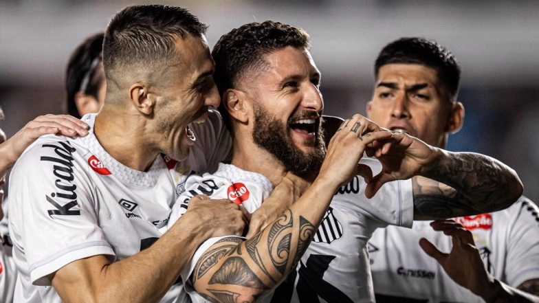 Santos 3-1 Corinthians Brazilian Serie A 2025: Ze Rafael, Alvaro Barreal, Benjamin Rollheiser Score Goals Each As Neymar Jr-Less Peixe Notch Win