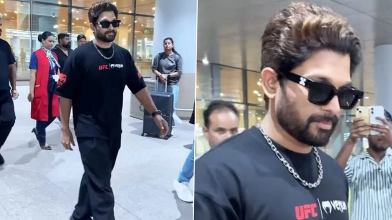 Allu Arjun To Begin Shooting for Next Schedule of Atlee’s ‘AA22xA6’ Soon? Telugu Star Looks Dapper in All-Black Attire As He Gets Clicked at Mumbai Airport (Watch Video)