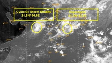 Cyclone Shakhti Live Tracker Map on Windy: IMD Says Cyclone Shakti Formed Over Arabian Sea To Intensify Into Severe Cyclonic Storm in 24 Hours, Check Real-Time Status Here