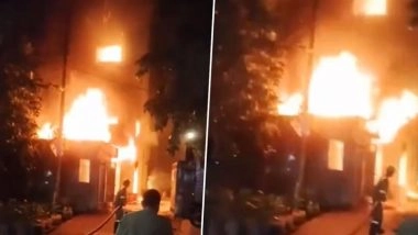 Noida Fire: Massive Blaze Erupts at Private Company Building in Ecotech 3 Area, Fire Tenders Rush To Spot (Watch Videos)