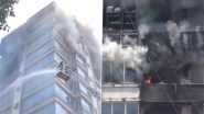 Mumbai Fire: People Stranded on Top Floors After Massive Blaze Erupts at JMS Business Centre in Jogeshwari West, Firefighting Operations Underway (Watch Videos)