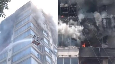 Mumbai Fire: People Stranded on Top Floors After Massive Blaze Erupts at JMS Business Centre in Jogeshwari West, Firefighting Operations Underway (Watch Videos)