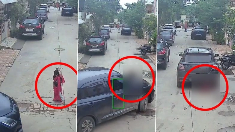 Ahmedabad Accident Caught on Camera: 3-Year-Old Girl Miraculously Survives After Being Run Over by Car Driven by Teenager in Noblenagar (Watch Video)