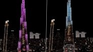 Happy Diwali Greetings on Burj Khalifa: World&rsquo;s Tallest Building Shines in Spectacular Display, Spreading Deepavali Wishes (Watch Video)