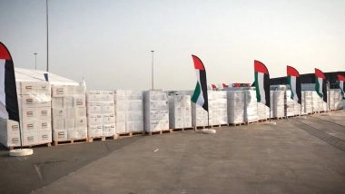Operation Chivalrous Knight 3: UAE Humanitarian Ship Sails to Gaza Strip Carrying 7,200 Tonnes of Aid (Watch Video)