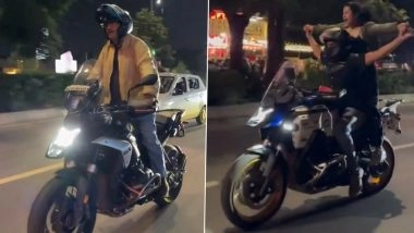 Tiku Talsania and Manasi Parekh Promote Their Upcoming Gujarati Movie ‘Misri’ by Performing Risky Bike Stunts on Busy Roads in Ahmedabad; Police Complaint Filed (Watch Video)