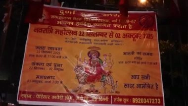 JNU Brawl: Clashes Erupt at Jawaharlal Nehru University After Ravan Effigy With Umar Khalid, Sharjeel Imam's Posters Burnt During Visarjan Shobha Yatra on Dussehra 2025 (Watch Video)
