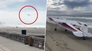 US: Small Plane 1953 Cessna 170 Makes Emergency Landing on Mission Beach After Complete Engine Failure in San Diego, Video Surfaces