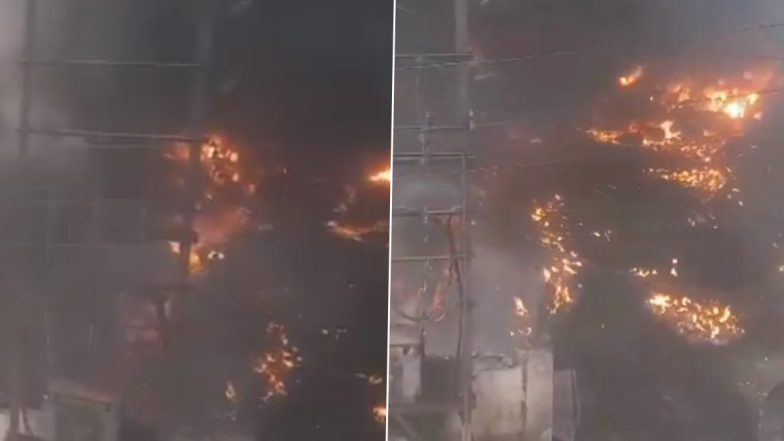 Fire at Chemicals Factory: Massive Blaze Erupts at Dye Factory in West Bengal’s North 24 Parganas (Watch Videos)