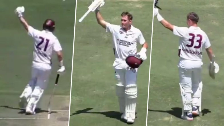 Marnus Labuschagne Returns To Form Ahead of Ashes 2025-26, Australian Batter Slams First-Class Hundred During Queensland vs Tasmania Sheffield Shield 2025-26 (Watch Video)