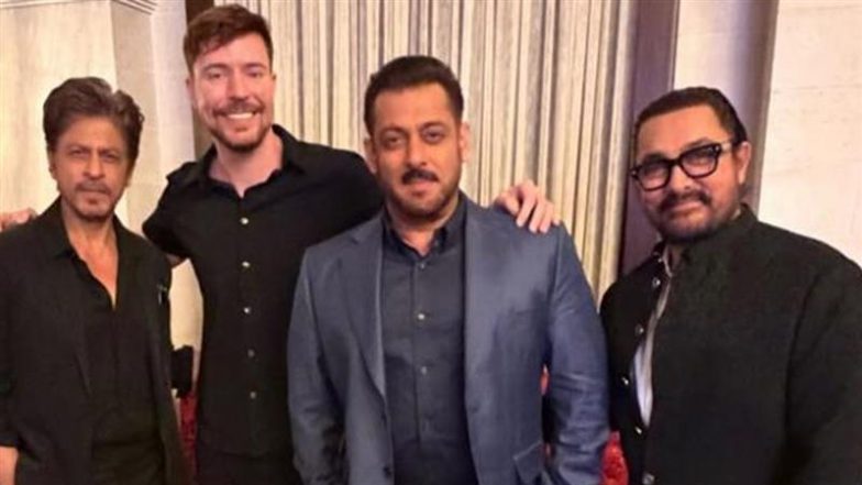 ‘This Is What Sitaare Zameen Par Means’: MrBeast Shares Epic Photo With Shah Rukh Khan, Salman Khan and Aamir Khan From Riyadh Event; Netizens React to the Historic Frame