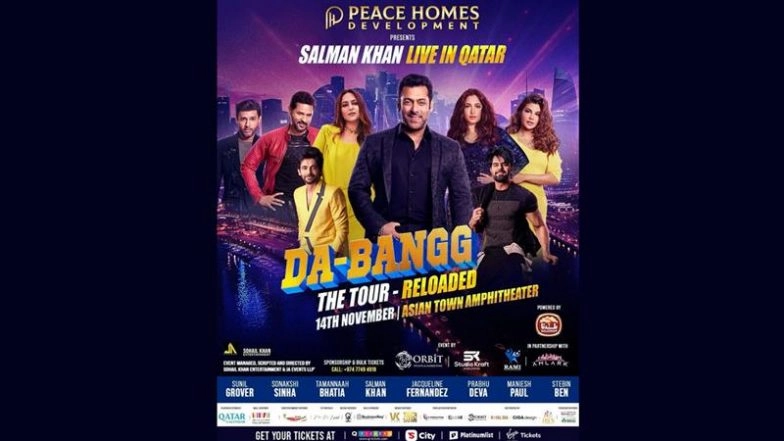 Da-Bangg The Tour Reloaded 2025: Salman Khan To Set Doha Stage on Fire With Sonakshi Sinha, Jacqueline Fernandez, Tamannaah Bhatia, Sunil Grover and More &ndash; Check Date, Venue, Line-Up and Ticket Details
